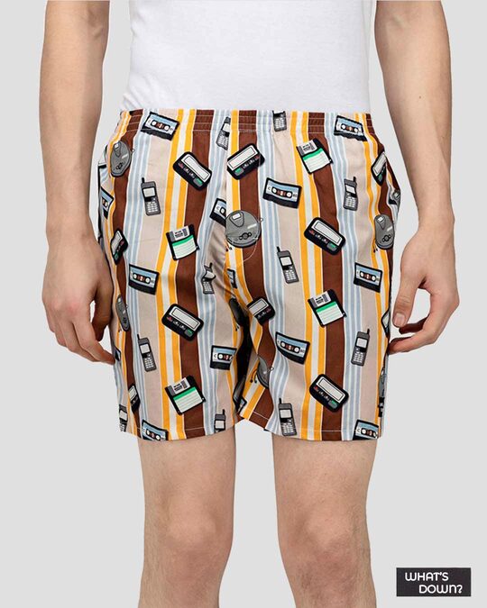 Shop | Brown Old Tech Boxer Shorts | Year 2000 Boxers-Front