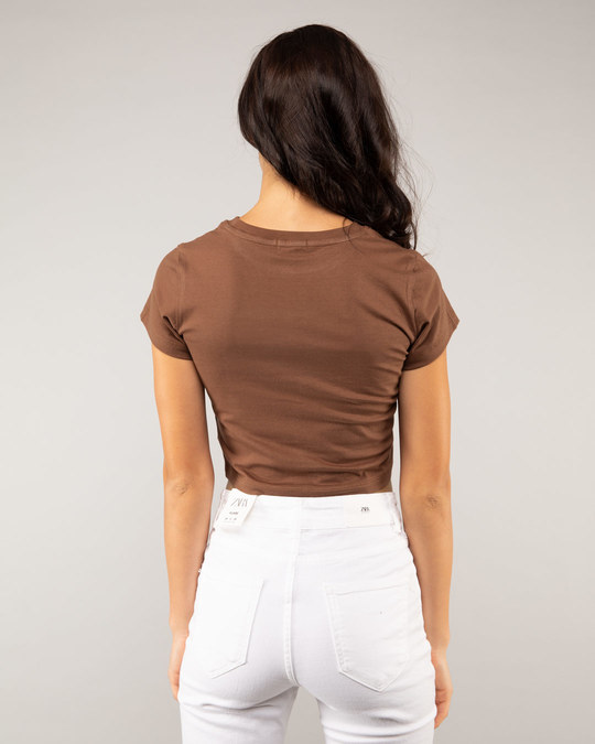 brown crop top t shirt