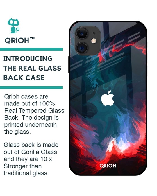 Shop Brush Art Abstract Printed Premium Glass Cover for iPhone 12 (Shock Proof, Lightweight)-Back
