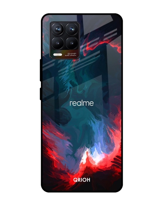 Shop Brush Art Abstract Printed Premium Glass Cover for Realme 8 (Shock Proof, Lightweight)-Front