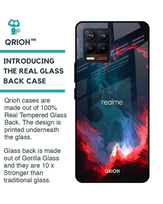 Shop Brush Art Abstract Printed Premium Glass Cover for Realme 8 (Shock Proof, Lightweight)-Back