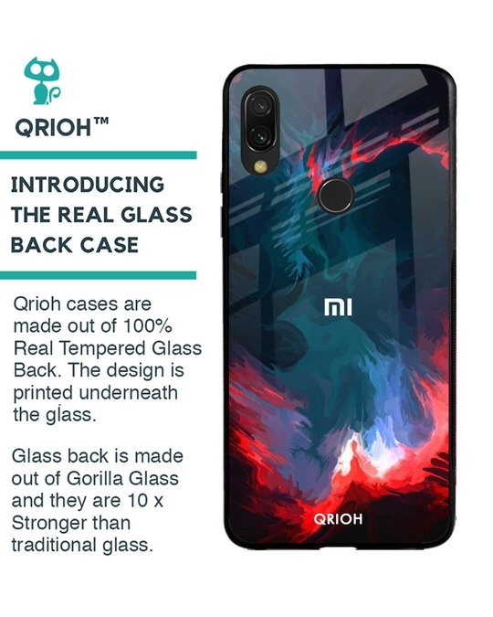 Shop Brush Art Abstract Printed Premium Glass Cover for Xiaomi Redmi Note 7 Pro(Shock Proof, Lightweight)-Back