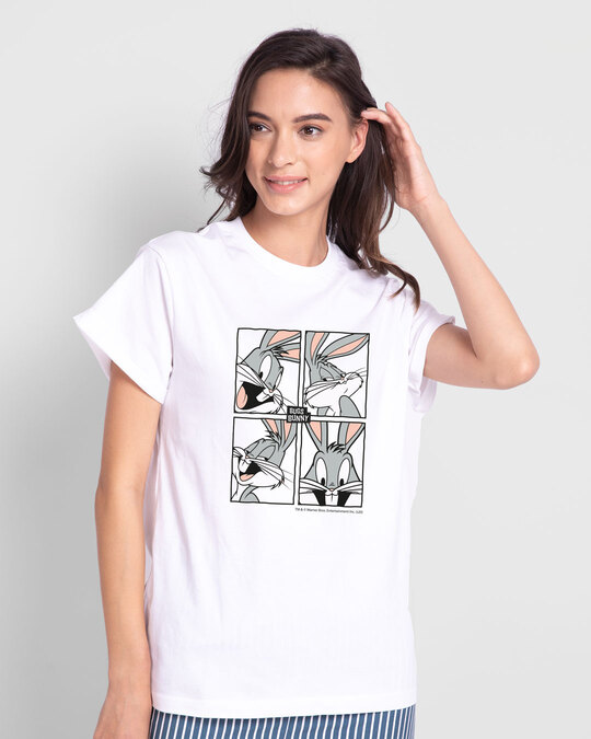 Shop Bugs Bunny moods Boyfriend T-Shirt (LTL) White-Back