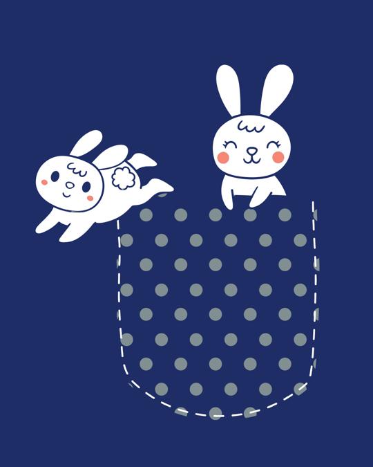 Shop Bunny Rabbit Pocket Womens Round Neck 3-4 Sleeve T-shirt