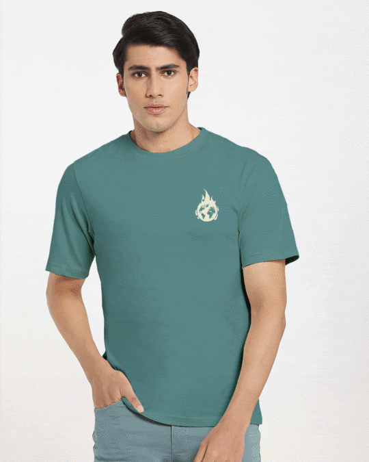 Shop Men's Green Burning Tee Oversized T-shirt-Front
