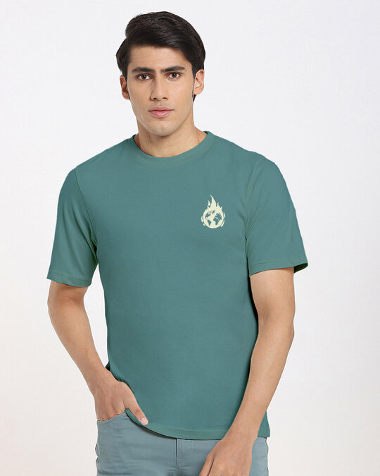 Shop Men's Green Burning Tee Oversized T-shirt-Back