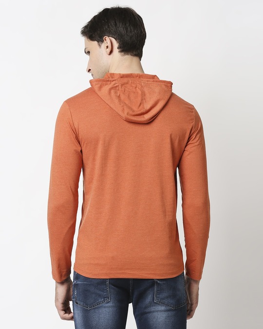 Men's Burnt Orange Melange Hoodie T-Shirt