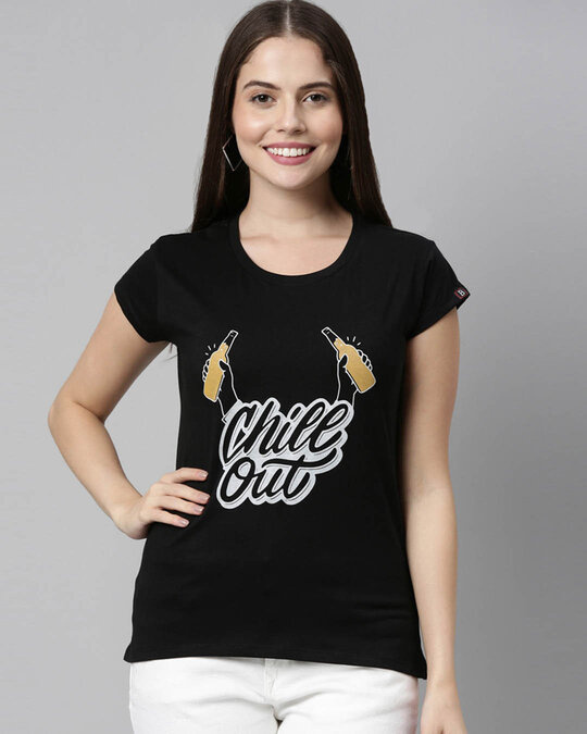 Shop Chill Out Black Women's T-shirt-Front