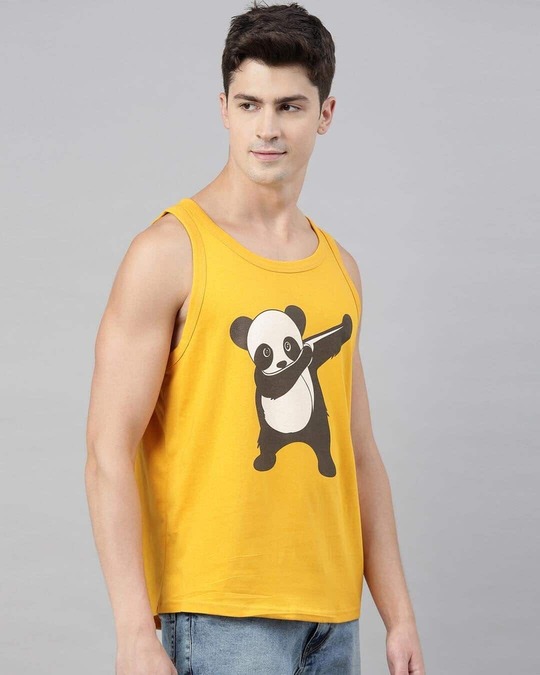 Shop Dab Dance Panda Mustard Vest-Full