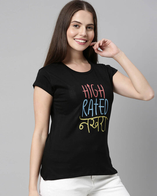 Shop High Rated Nakhra Black Women's T-shirt-Full