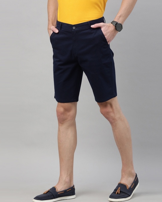 Shop Men's Navy Blue Solid Casual Shorts-Design