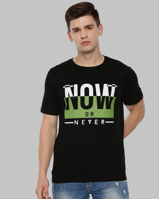 Shop Now Or Never Printed T-Shirt-Front