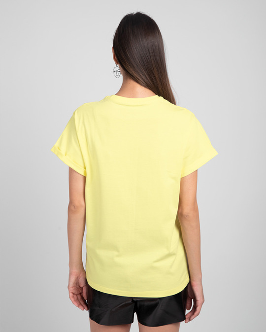 Shop Busy Doin Nothing Boyfriend T-Shirt (DL) Pastel Yellow-Back