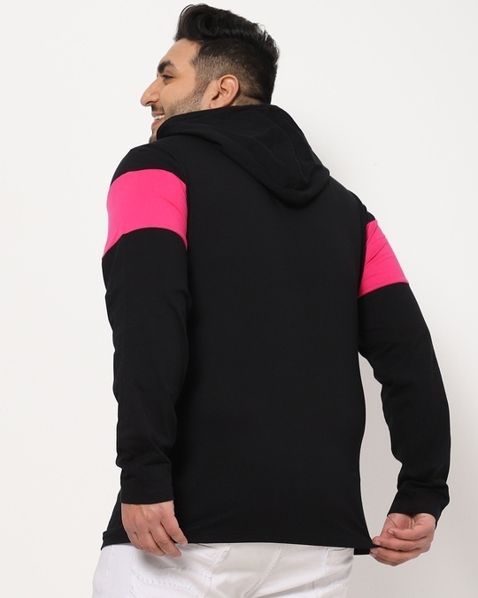Shop Peppy Pink Plus Size Colorblock Full sleeve Hoodie T-shirt-Design