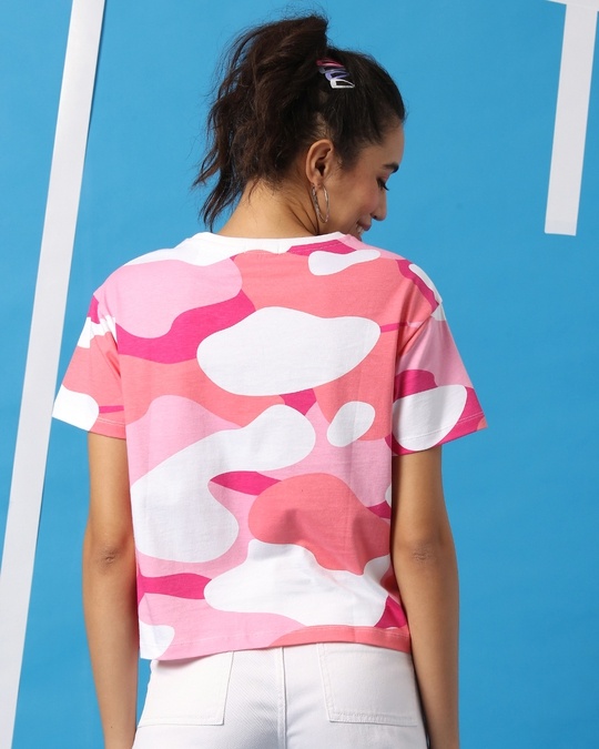 Shop Peppy Pink Camo Short Top-Design