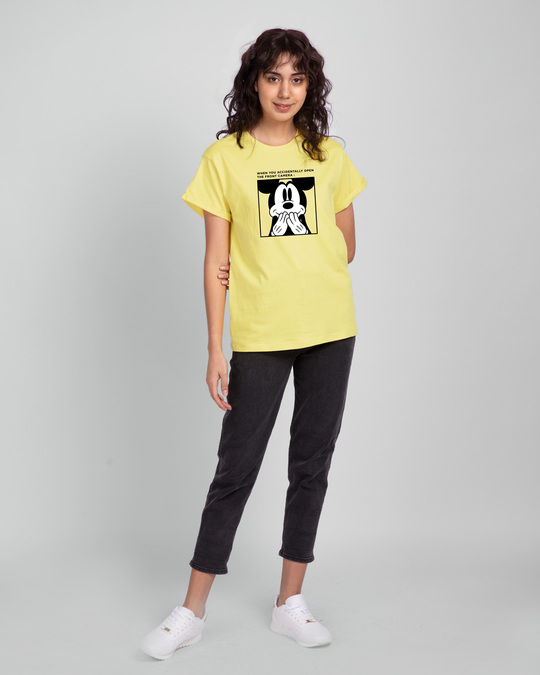 Shop Camera Mickey Boyfriend T-Shirt (DL) Pastel Yellow-Design