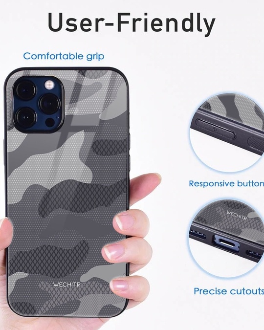 Shop Camouflage Printed Designer Glass Back Case for iPhone 12 Mini (Shock Proof, Lightweight)-Full