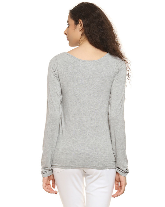 Shop Casual Full Sleeve Printed Women Grey Top-Design