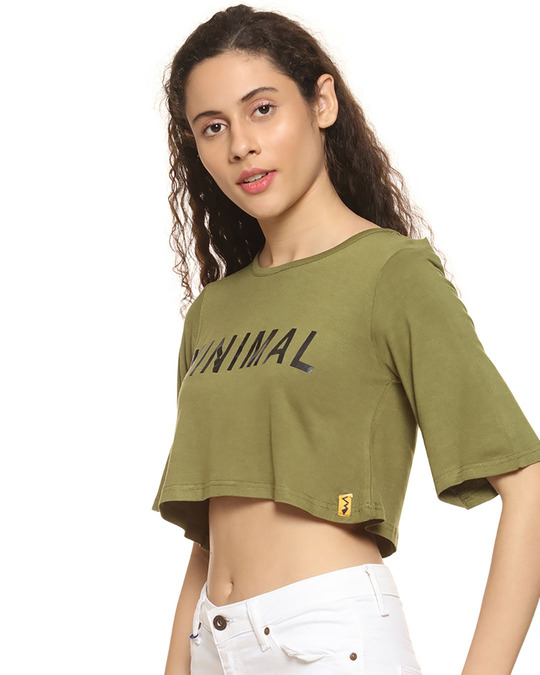 Shop Casual Half Sleeve Printed Women's Green Top-Back