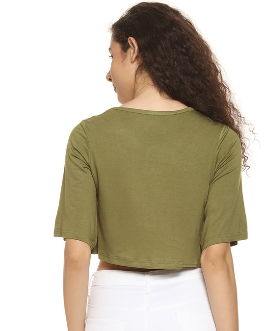 Shop Casual Half Sleeve Printed Women's Green Top-Design