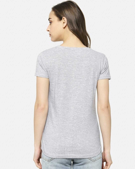 Shop Casual Regular Sleeve Striped Women Grey Top-Design