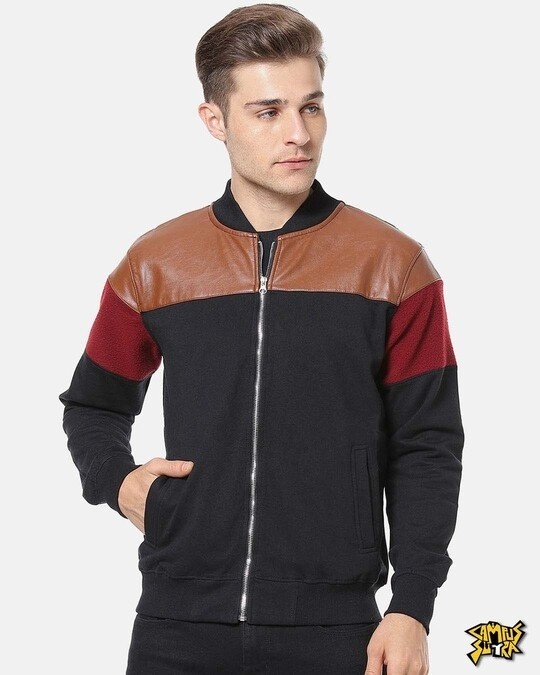 Shop Full Sleeve Colorblocker Men Casual Zipper Jacket-Front