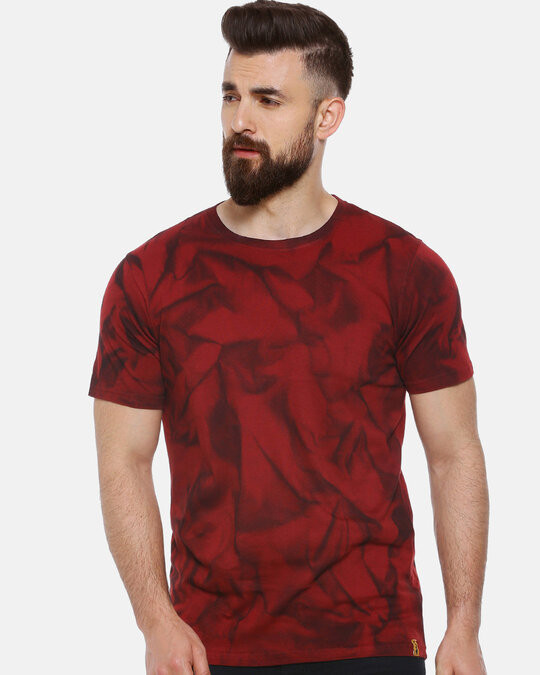 Shop Graphic Print Men's Round or Crew Maroon T-Shirt-Front