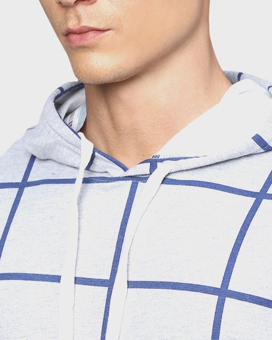 Shop Men's Grey Checks Full Sleeve Stylish Casual Hooded Sweatshirt-Full