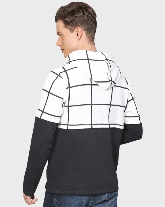 Shop Men's White Colorblock Full Sleeve Stylish Casual Sweatshirt-Back
