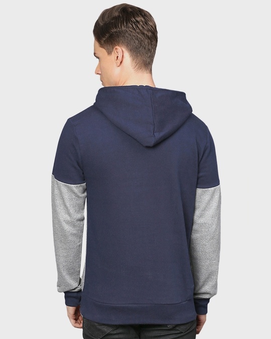 Shop Men's Blue Colorblock Full Sleeve Stylish Casual Sweatshirt-Back