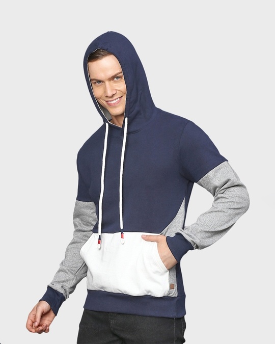 Shop Men's Blue Colorblock Full Sleeve Stylish Casual Sweatshirt-Design