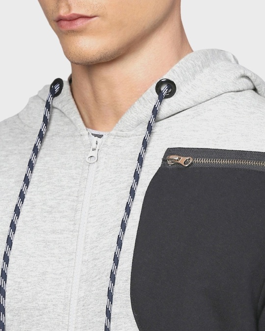 Shop Men's Grey Colorblock Full Sleeve Stylish Casual Sweatshirt-Full