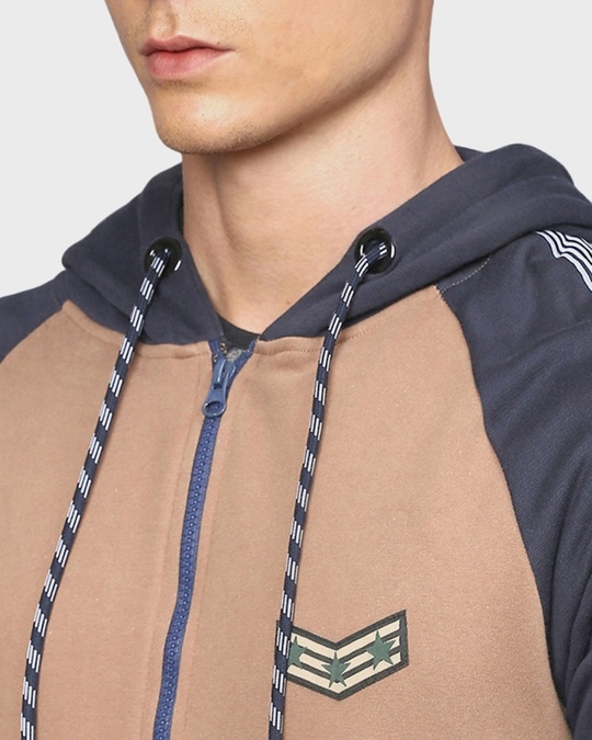 Shop Men's Brown Colorblock Full Sleeve Stylish Casual Sweatshirt-Full