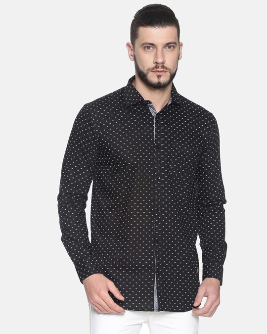 Shop Men Full Sleeve Polka Dots Design Stylish Casual Shirts-Front