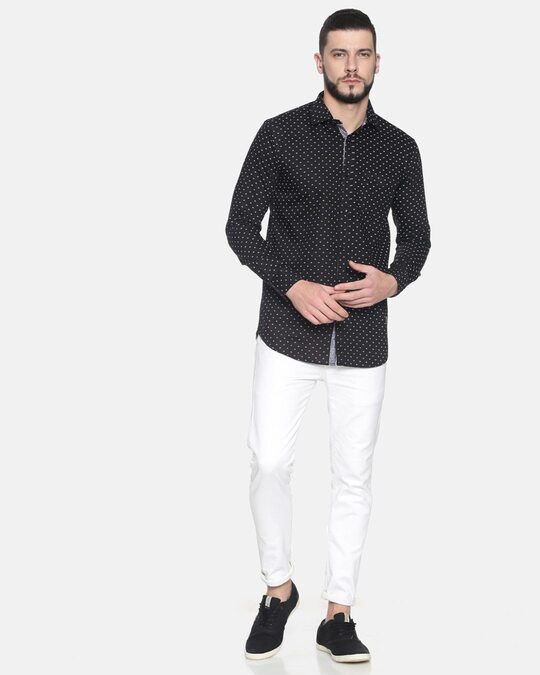 Shop Men Full Sleeve Polka Dots Design Stylish Casual Shirts