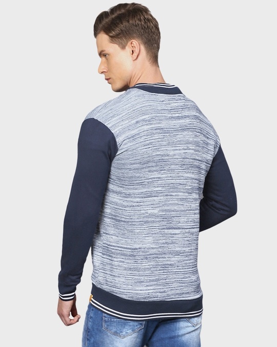 Shop Men's Blue Full Sleeve Stylish Casual Windcheater Varsity Jacket-Back