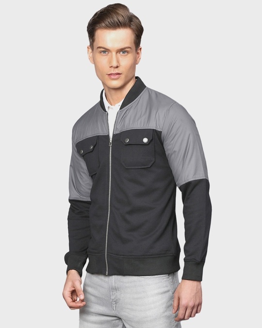 Shop Men's Black & Grey Full Sleeve Stylish Windcheater Casual Jacket-Design