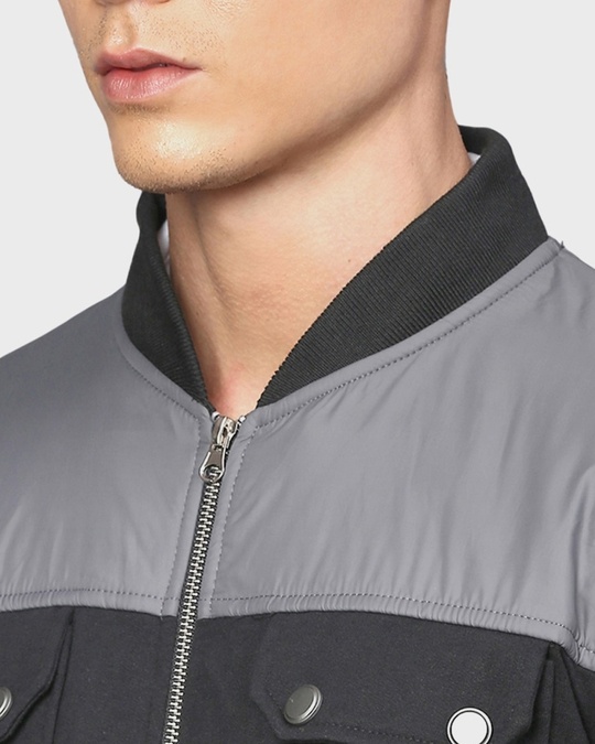 Shop Men's Black & Grey Full Sleeve Stylish Windcheater Casual Jacket-Full