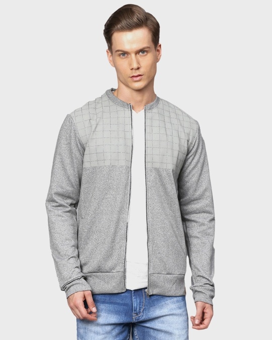 Shop Men's Grey Full Sleeve Stylish Windcheater Jacket-Front