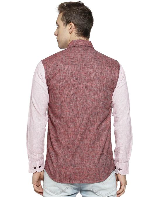 Shop Men's Pink Regular Fit Self Design Cotton Casual Shirt-Design