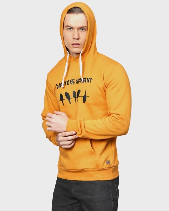 Shop Men's Yellow Printed Full Sleeve Stylish Casual Hooded Sweatshirt-Design