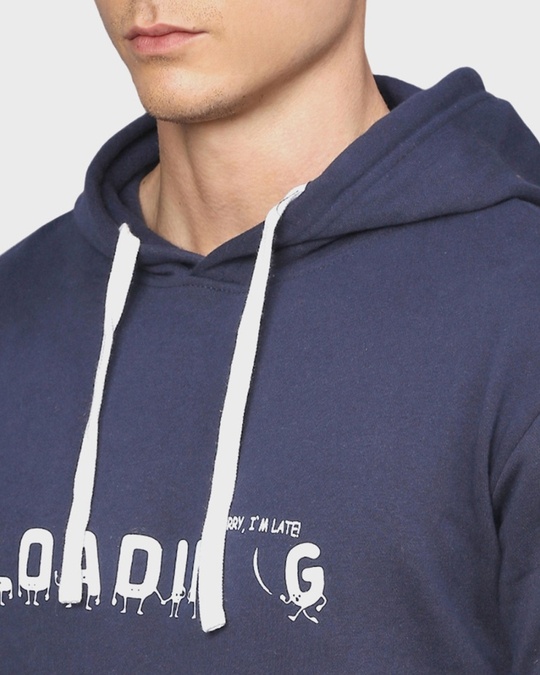 Shop Men's Blue Printed Full Sleeve Stylish Casual Hooded Sweatshirt-Full