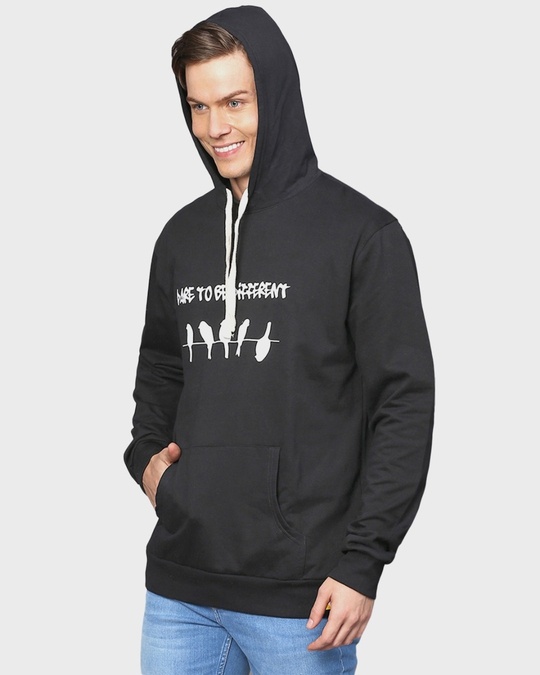 Shop Men's Black Typography Full Sleeve Stylish Casual Hooded Sweatshirt-Design