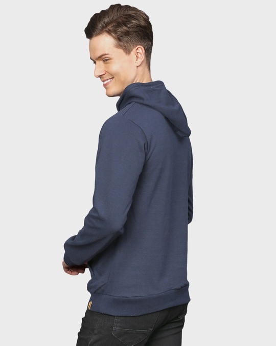 Shop Men's Blue Typography Full Sleeve Stylish Casual Hooded Sweatshirt-Back