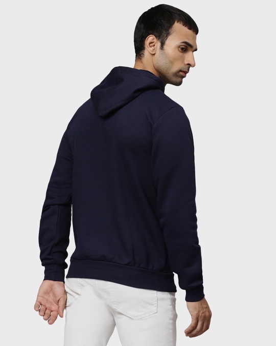Shop Men's Blue Typography Full Sleeve Stylish Casual Hooded Sweatshirt-Back