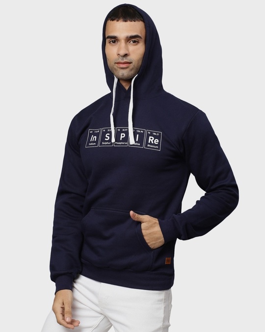 Shop Men's Blue Typography Full Sleeve Stylish Casual Hooded Sweatshirt-Design