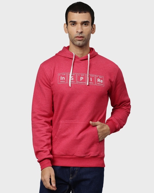 Shop Men's Maroon Typography Full Sleeve Stylish Casual Hooded Sweatshirt-Front