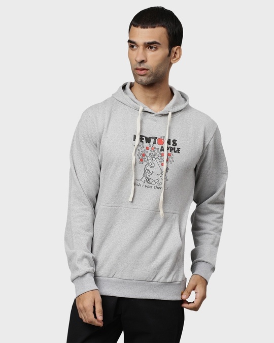 Shop Men's Grey Typography Full Sleeve Stylish Casual Hooded Sweatshirt-Front
