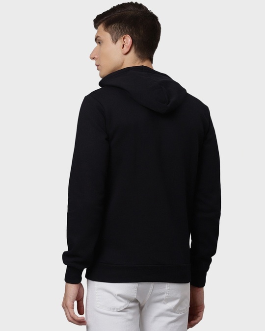 Shop Men's Black Typography Full Sleeve Stylish Casual Hooded Sweatshirt-Back