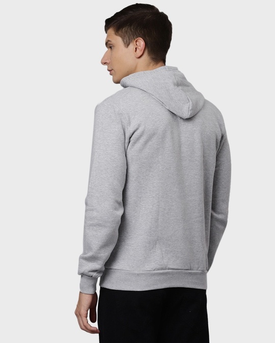Shop Men's Grey Printed Full Sleeve Stylish Casual Hooded Sweatshirt-Back